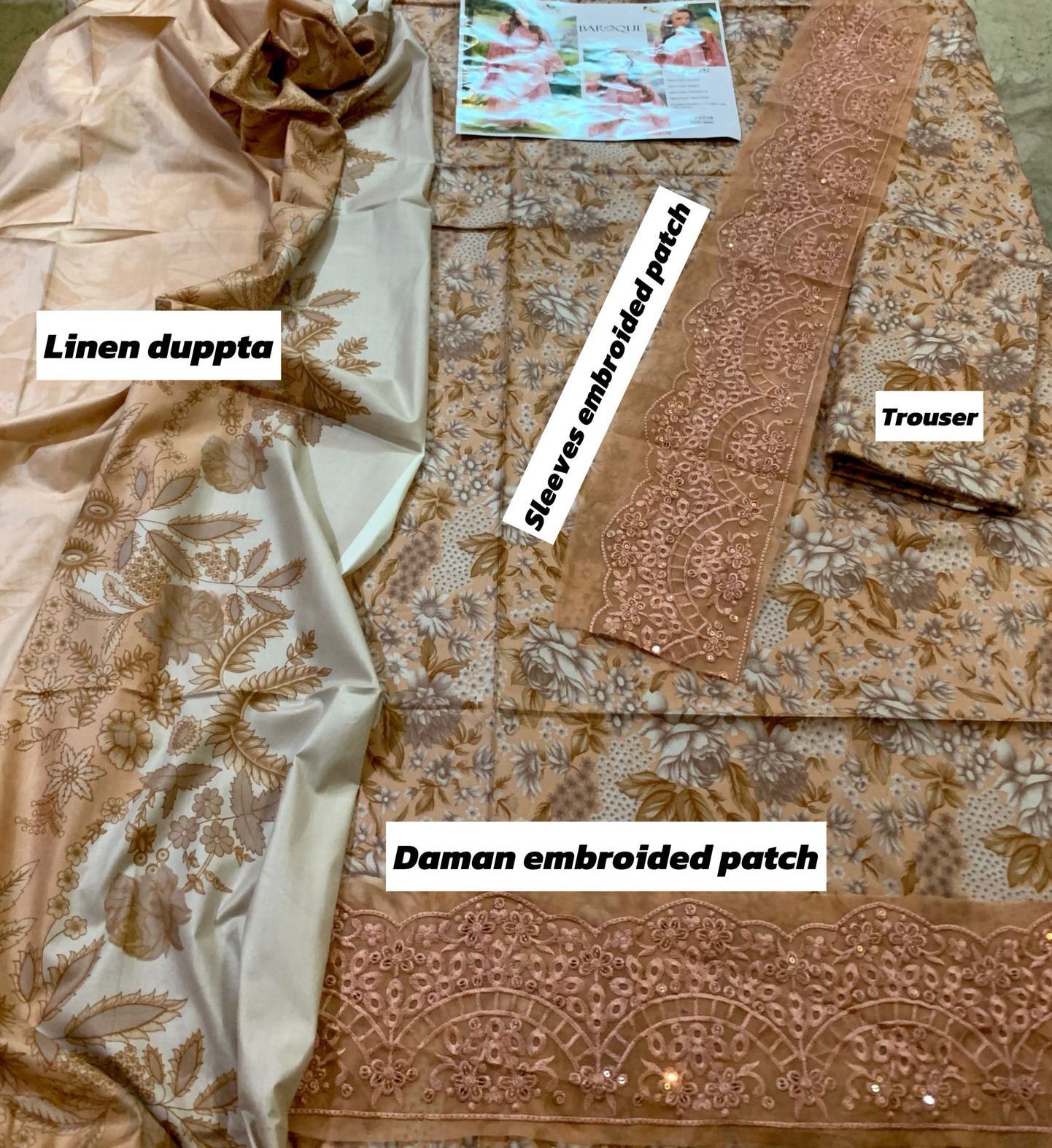 Baroque Linen Unstitched 3Piece D-003
