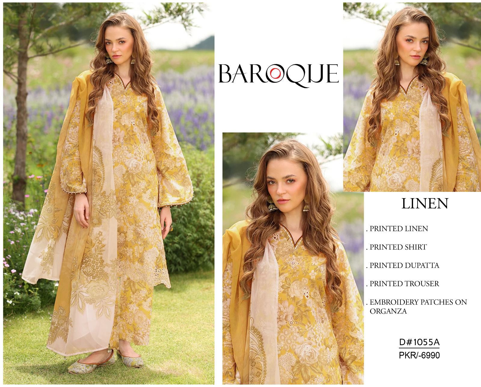 Baroque Linen Unstitched 3Piece D-004