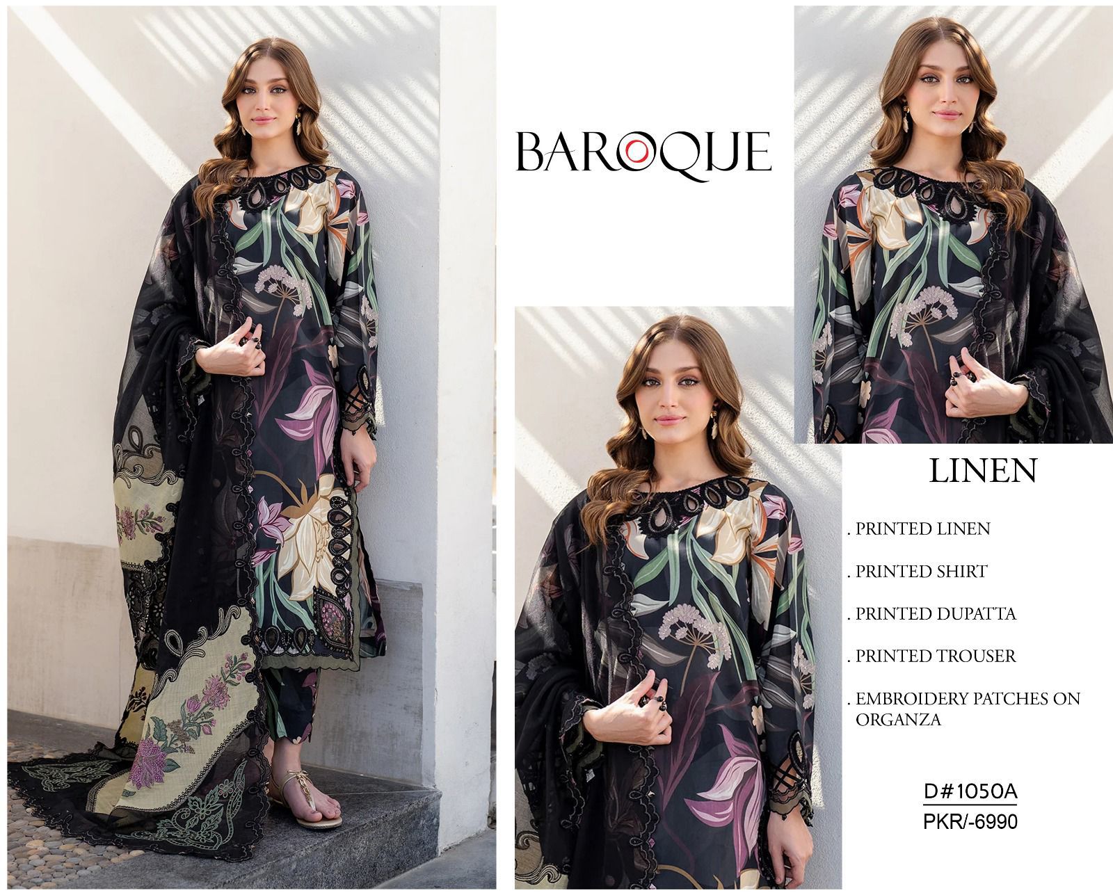 Baroque Linen Unstitched 3Piece D-005