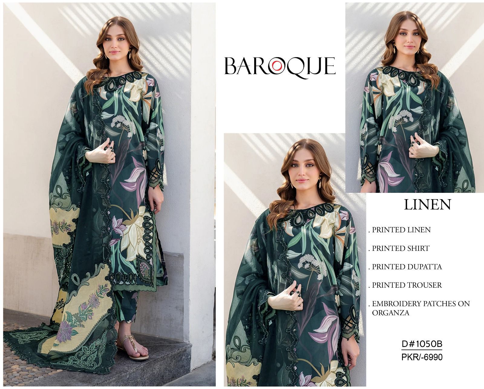 Baroque Linen Unstitched 3Piece D-006