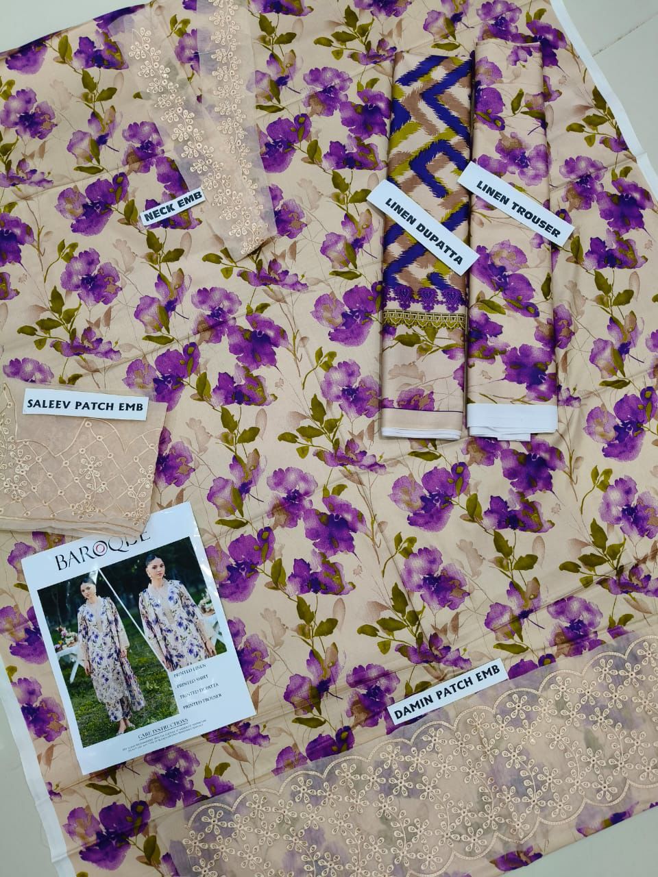 Baroque Linen Unstitched 3Piece D-007