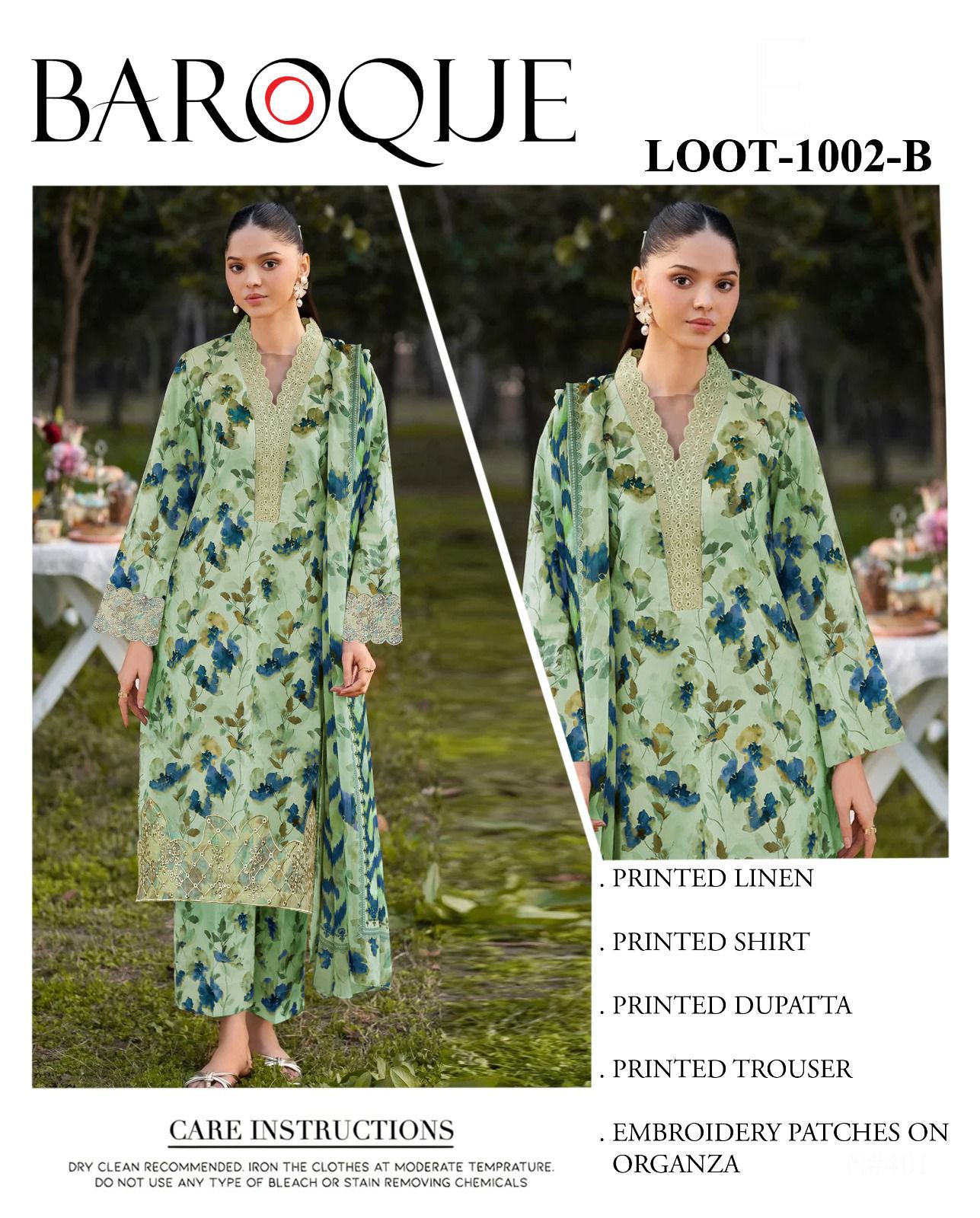 Baroque Linen Unstitched 3Piece D-008