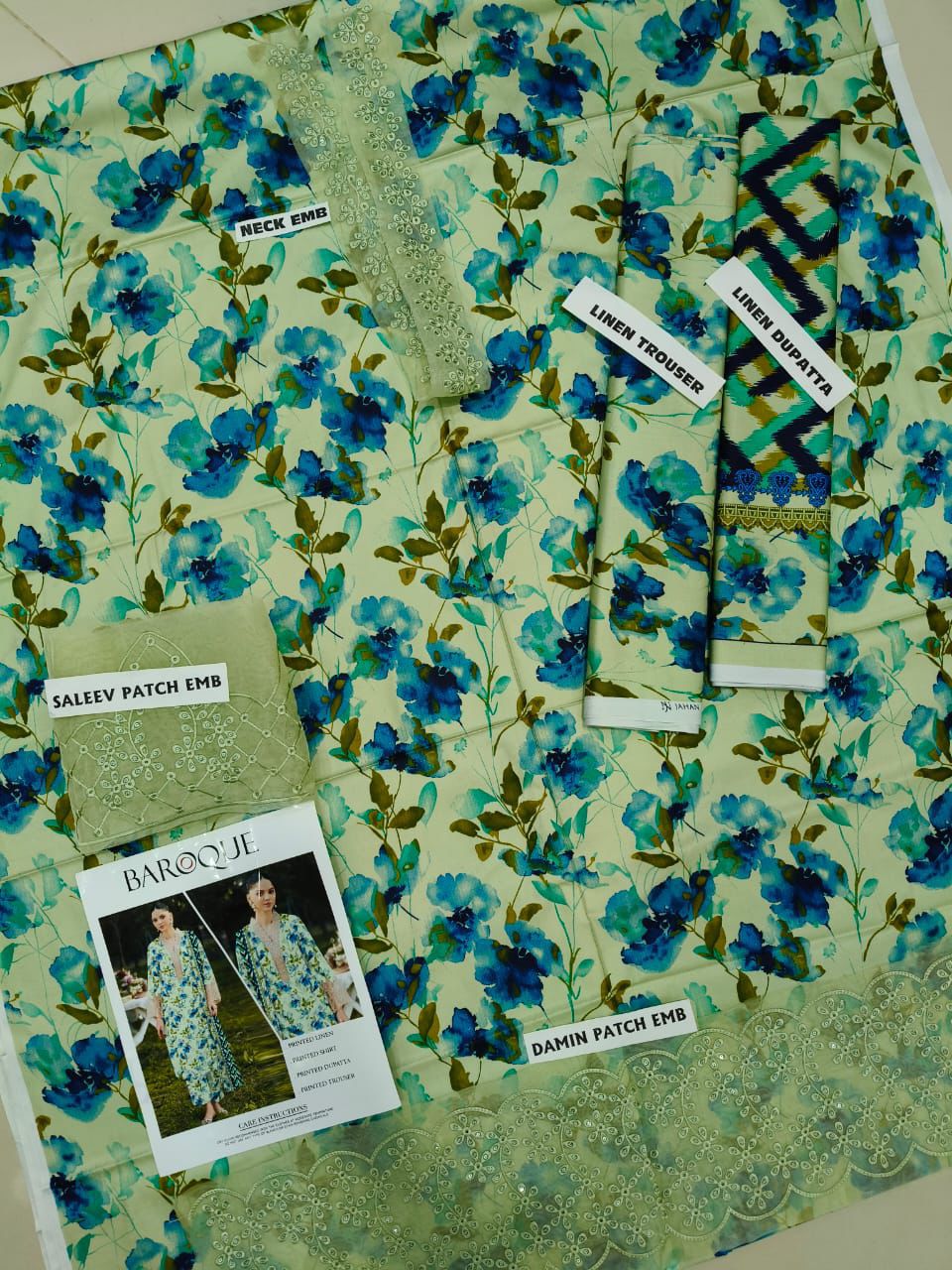 Baroque Linen Unstitched 3Piece D-008