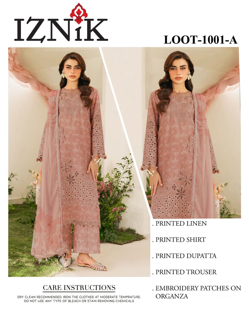 Iznik Linen Unstitched 3Piece D-009