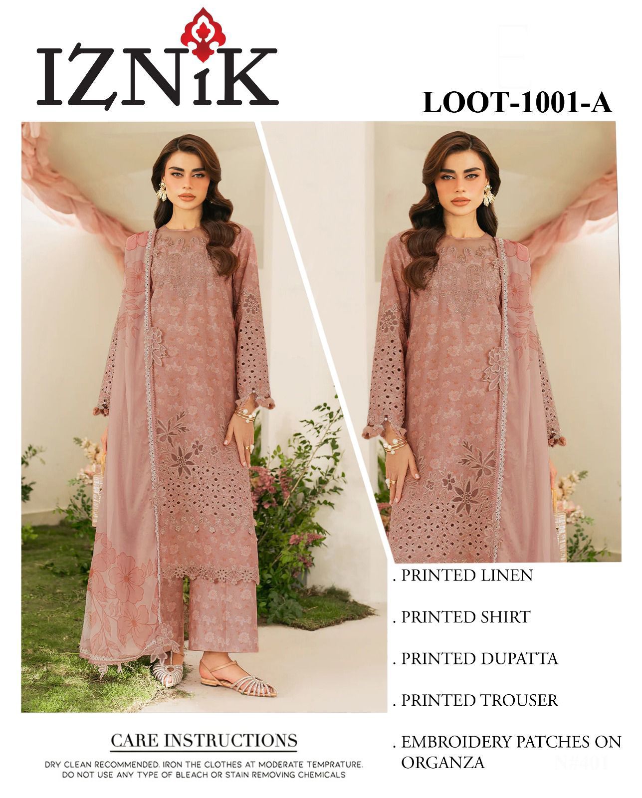 Iznik Linen Unstitched 3Piece D-009