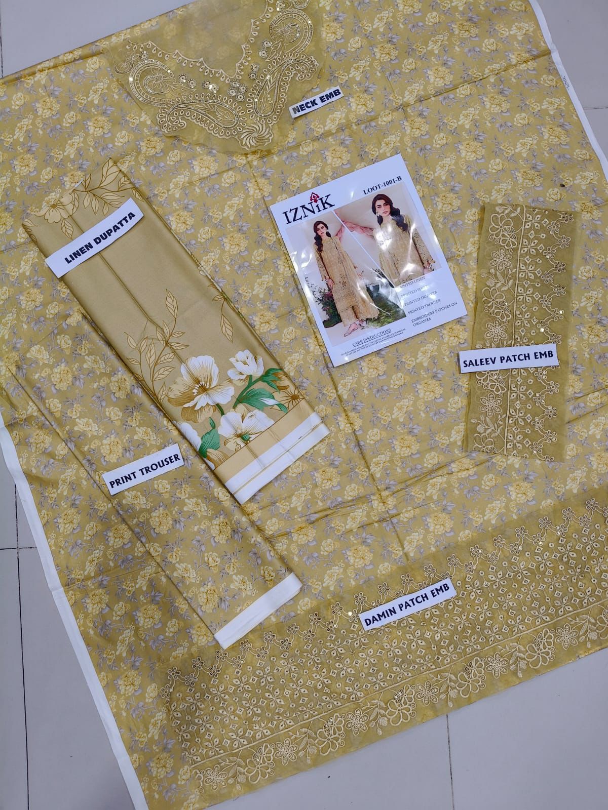 Iznik Linen Unstitched 3Piece D-010