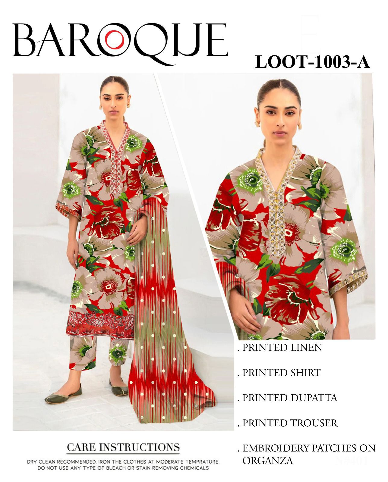 Baroque Linen Unstitched 3Piece D-011