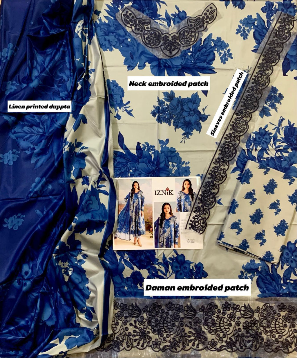 Iznik Linen Unstitched 3Piece D-012