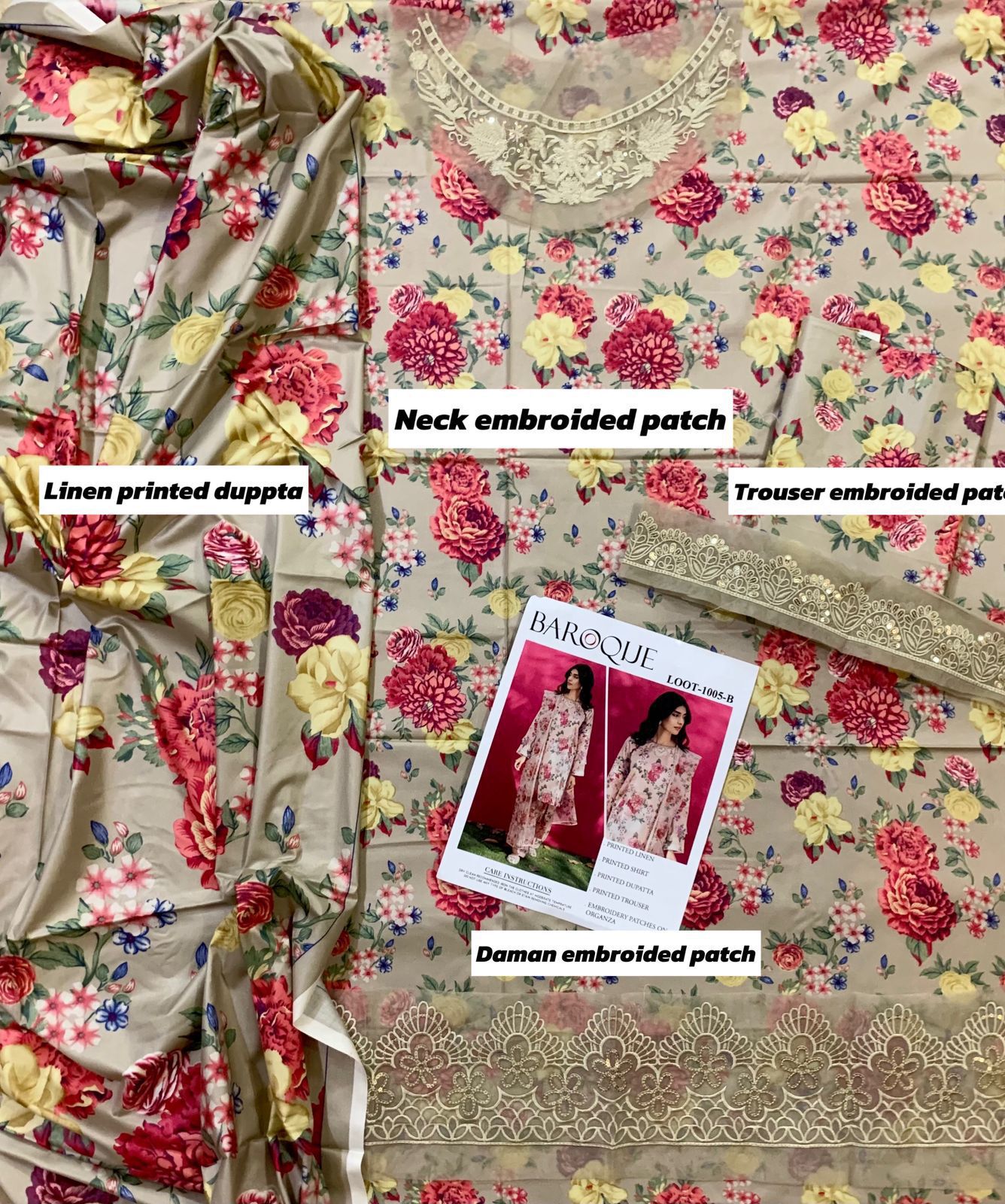 Baroque Linen Unstitched 3Piece D-013