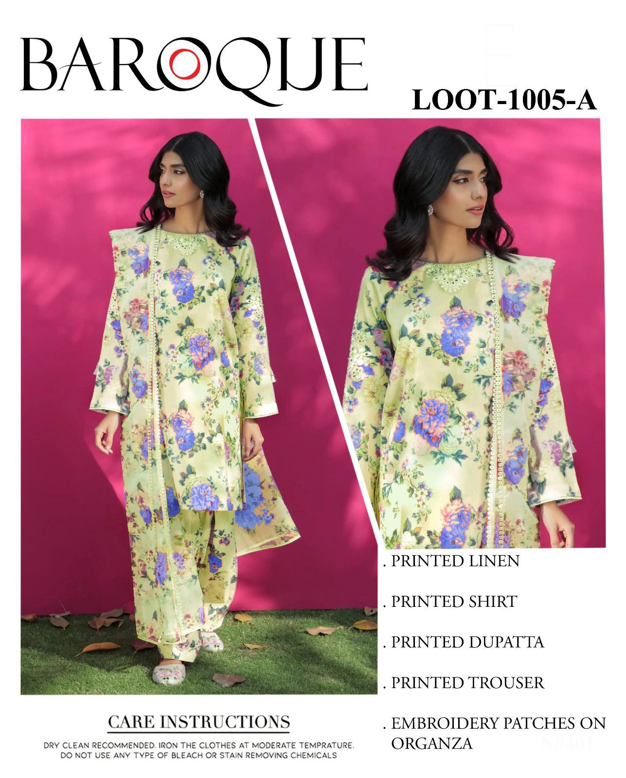 Baroque Linen Unstitched 3Piece D-014