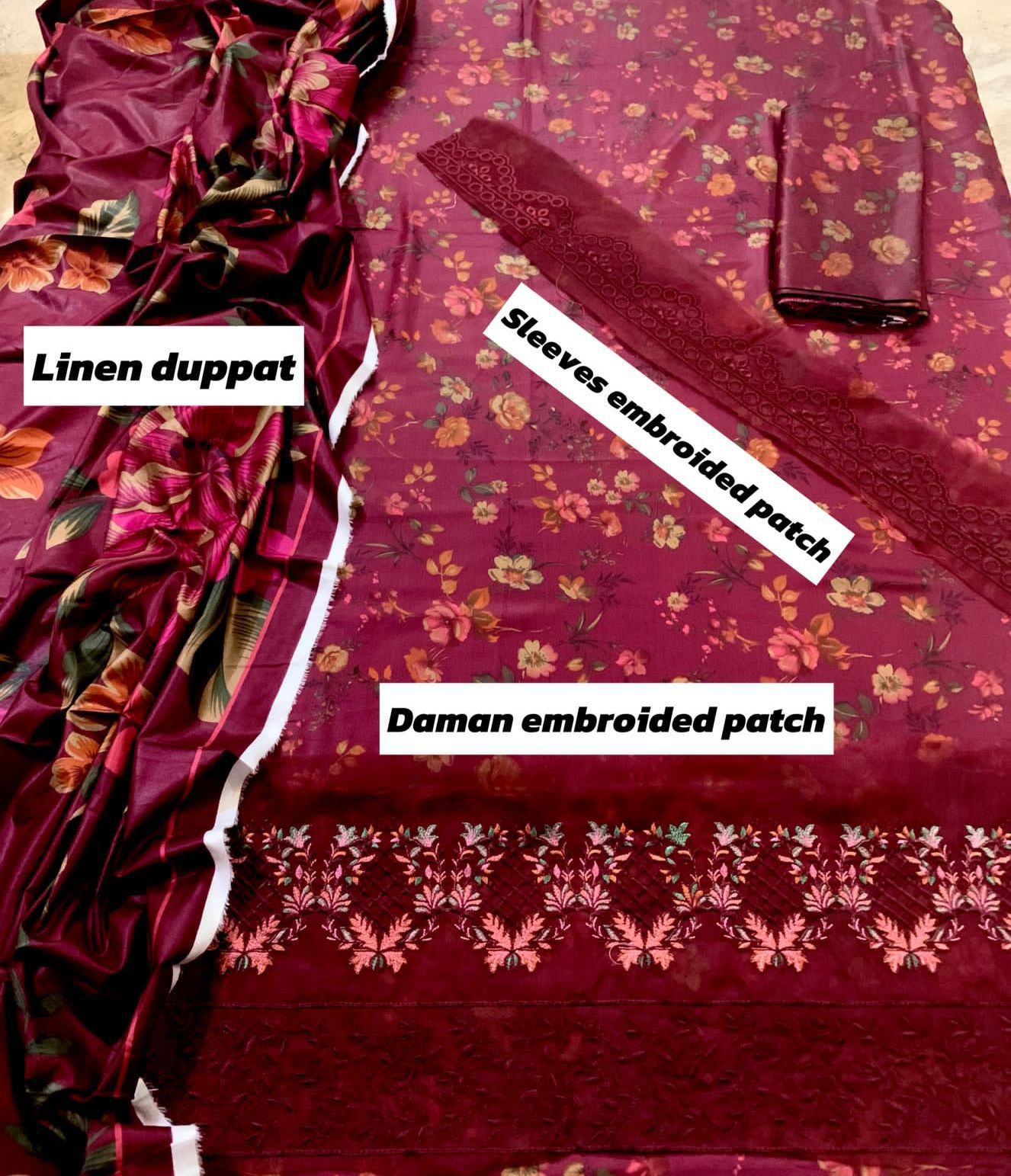 Baroque Linen Unstitched 3Piece D-018