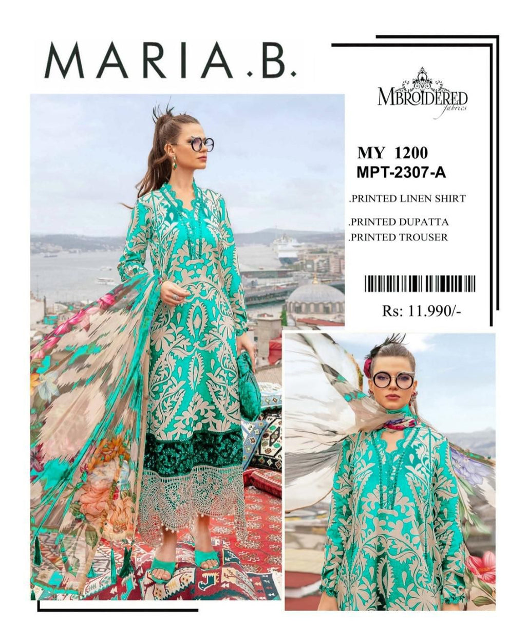 MARIA.B Linen Unstitched 3Piece D-020