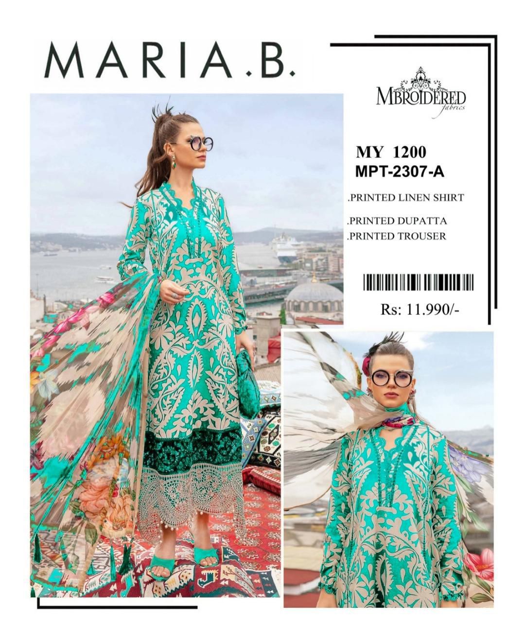 MARIA.B Linen Unstitched 3Piece D-020