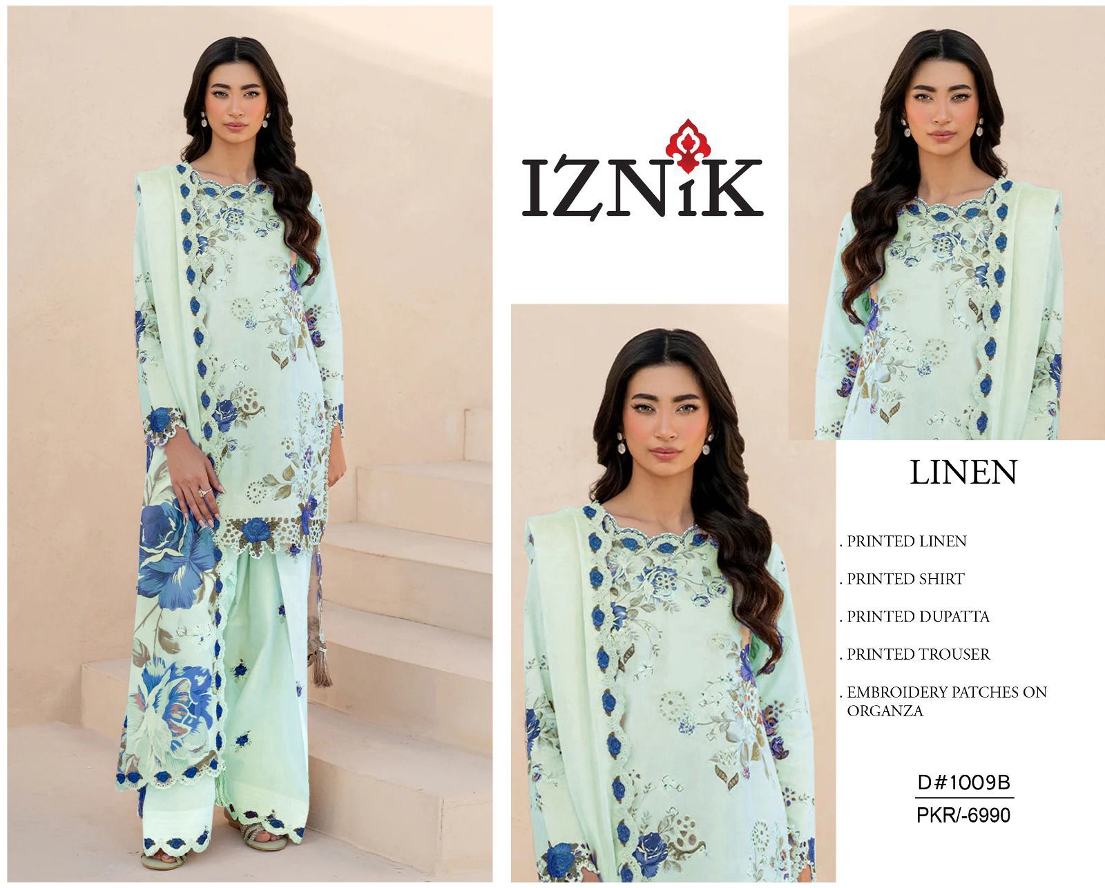 Iznik Linen Unstitched 3Piece D-021