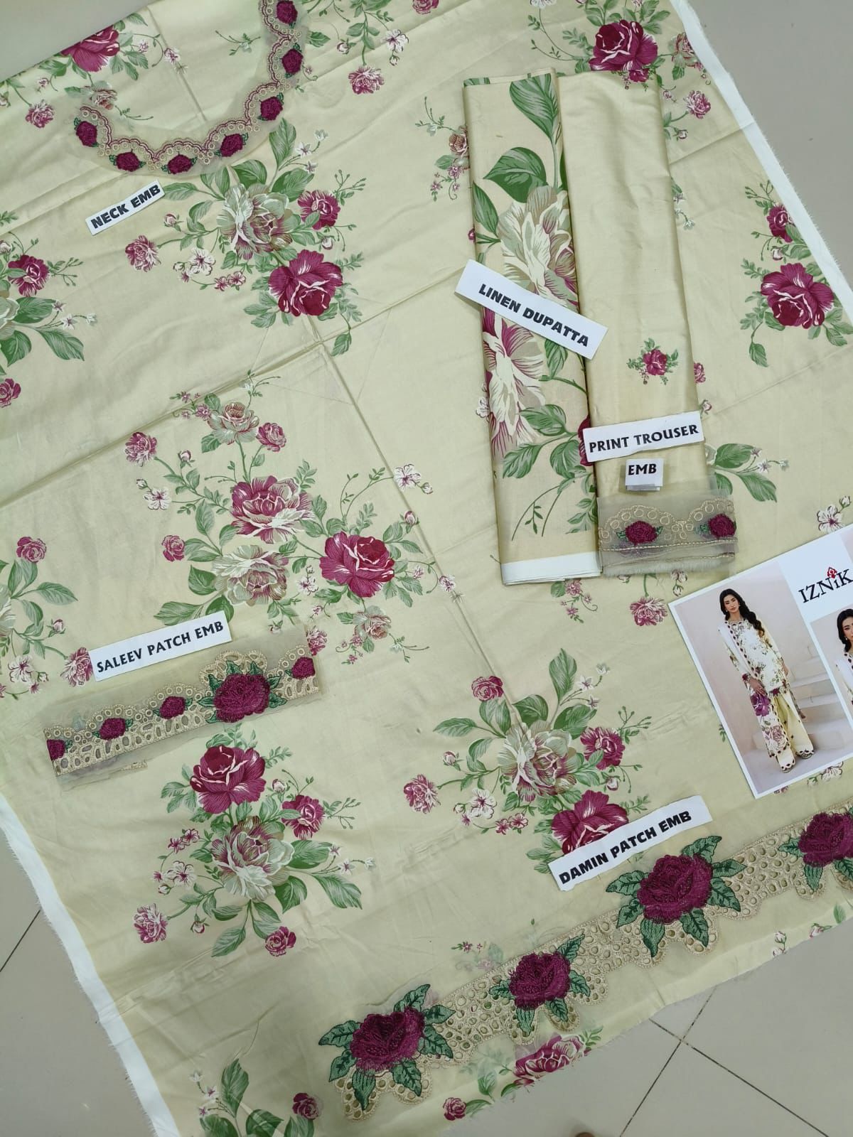 Iznik Linen Unstitched 3Piece D-022