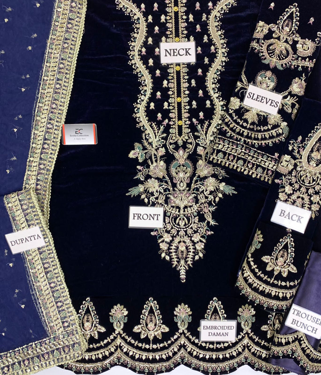 MAYA BY AFROZEH Emb Velvet 3Piece D-001