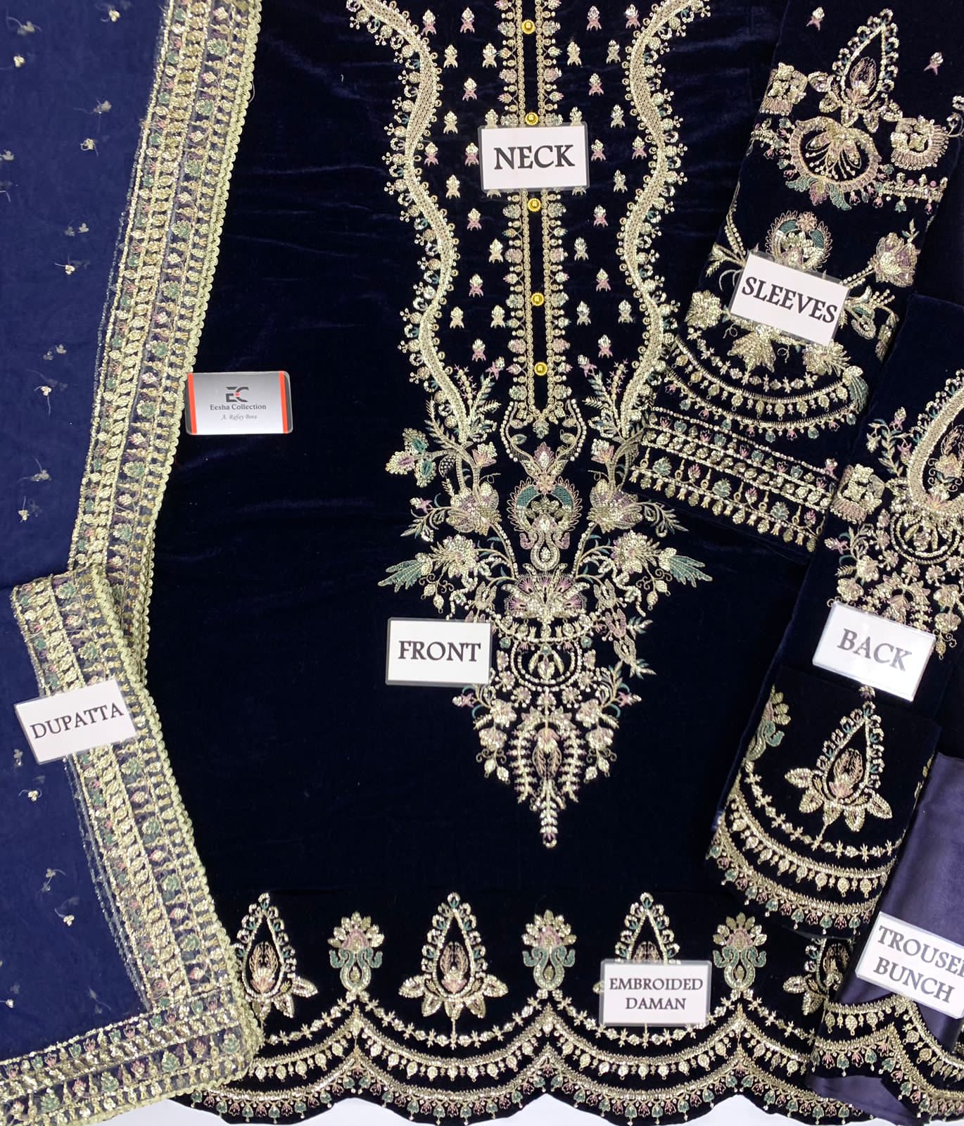 MAYA BY AFROZEH Emb Velvet 3Piece D-001