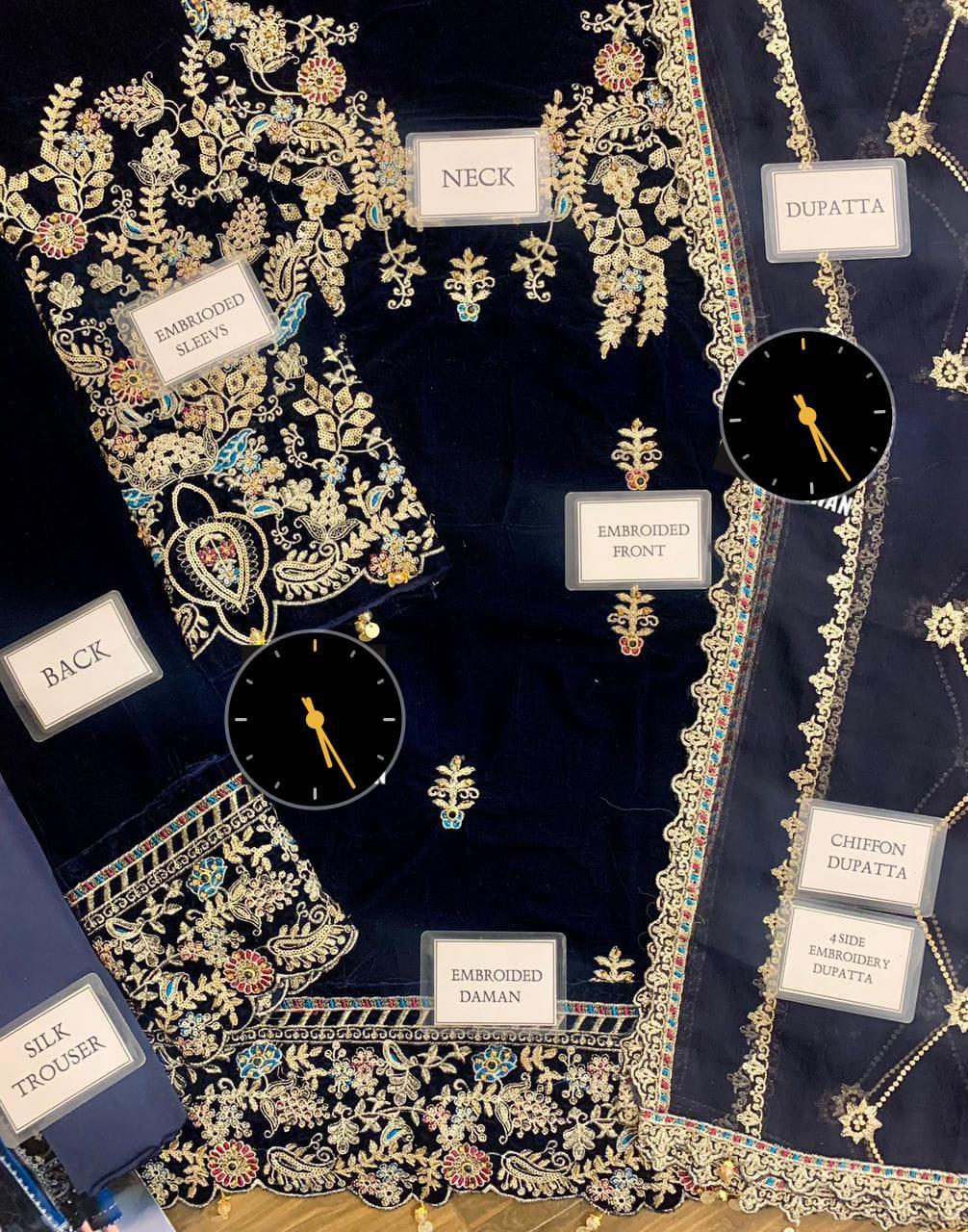 Eman Adeel Emb Velvet 3Piece D-002