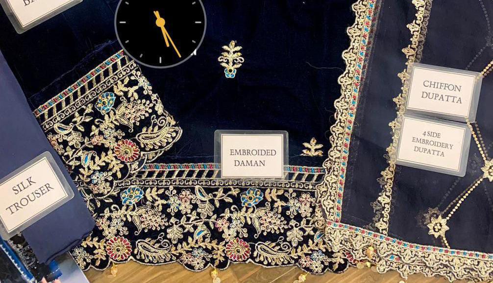 Eman Adeel Emb Velvet 3Piece D-002