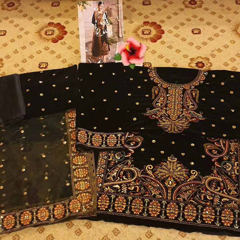ASIM JOFA Emb Velvet 3Piece D-003
