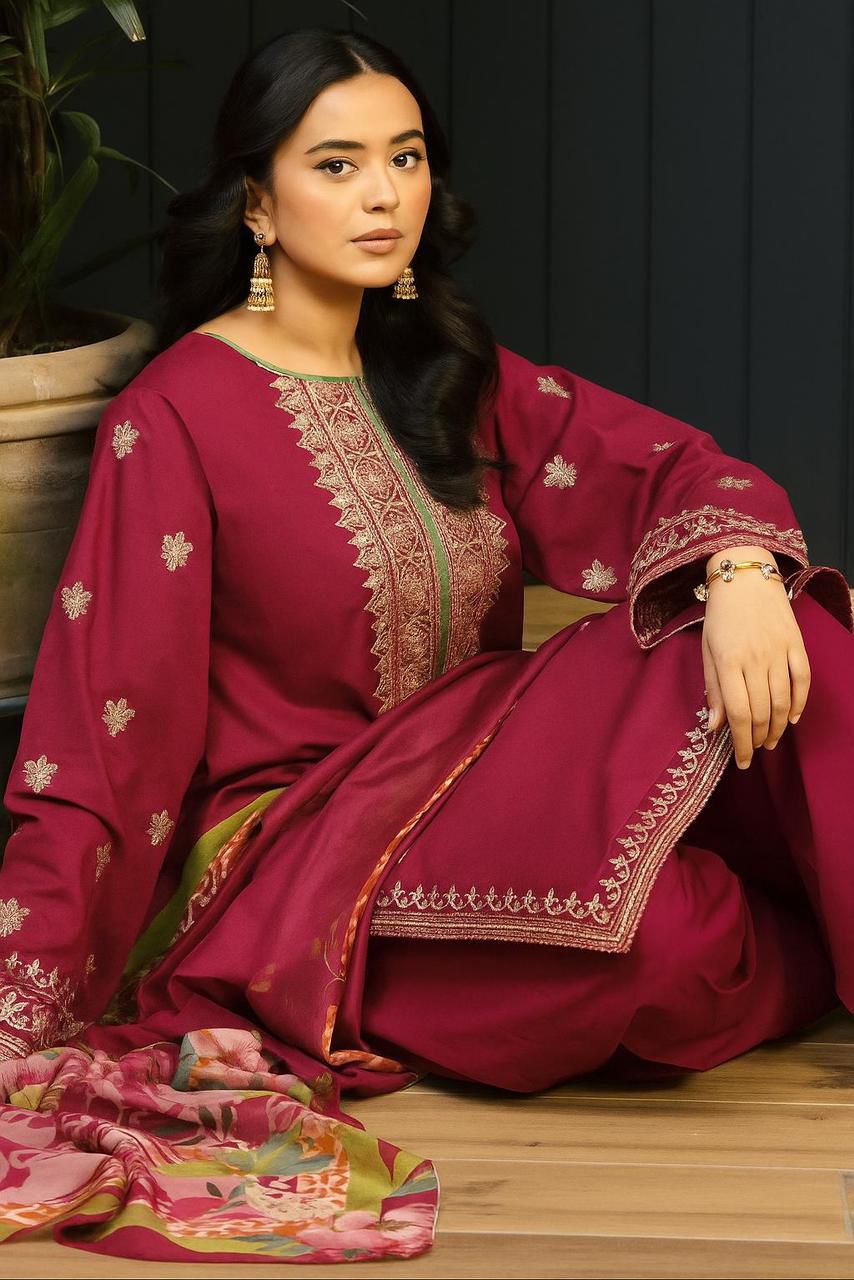 ASLING Dhanak Embroidered Unstitched 3Piece D-001