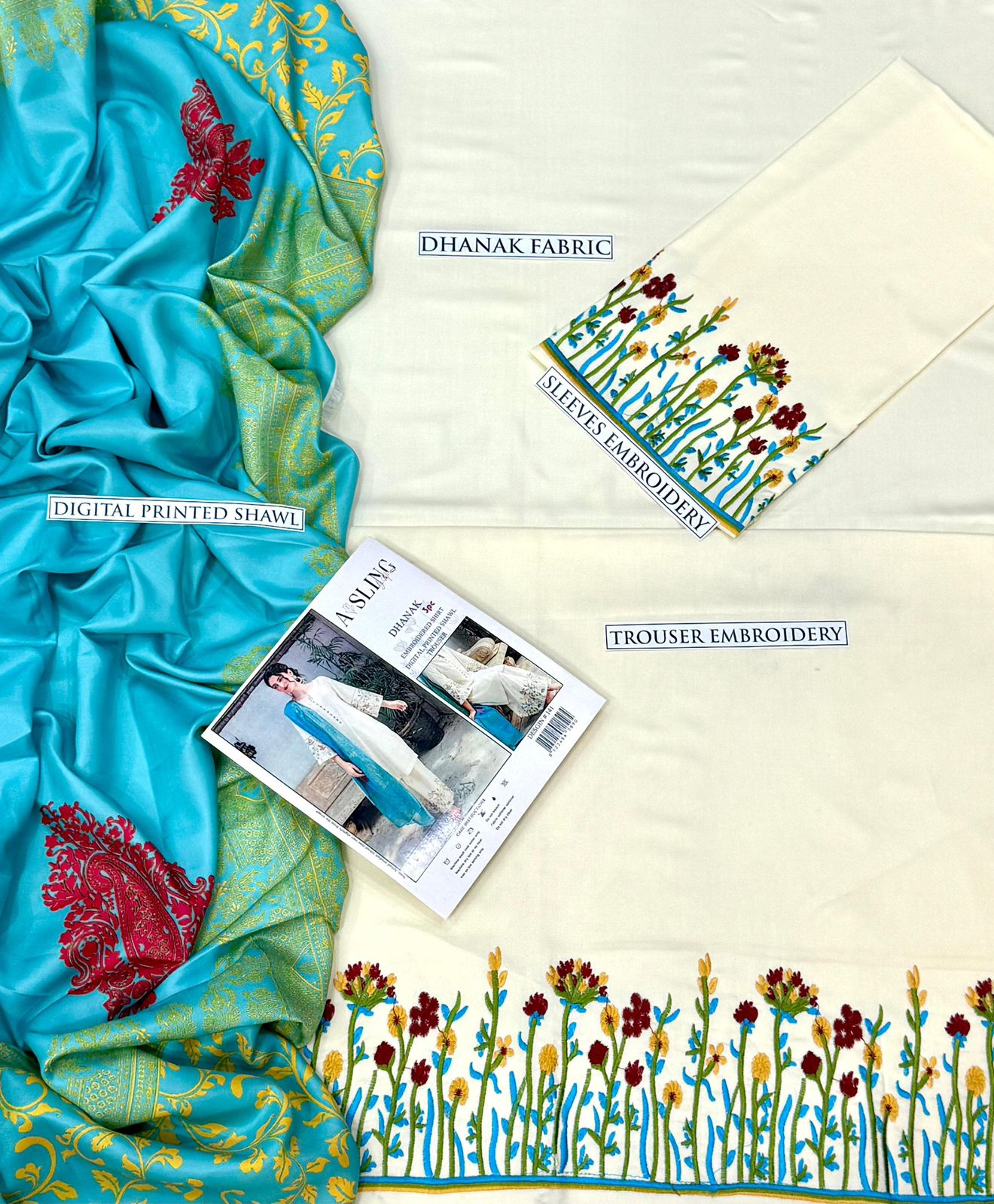 ASLING Dhanak Embroidered Unstitched 3Piece D-003