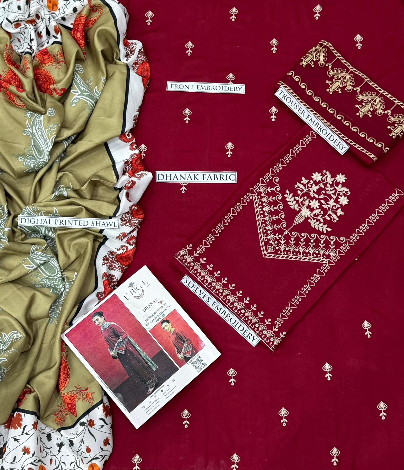 ASLING Dhanak Embroidered Unstitched 3Piece D-004