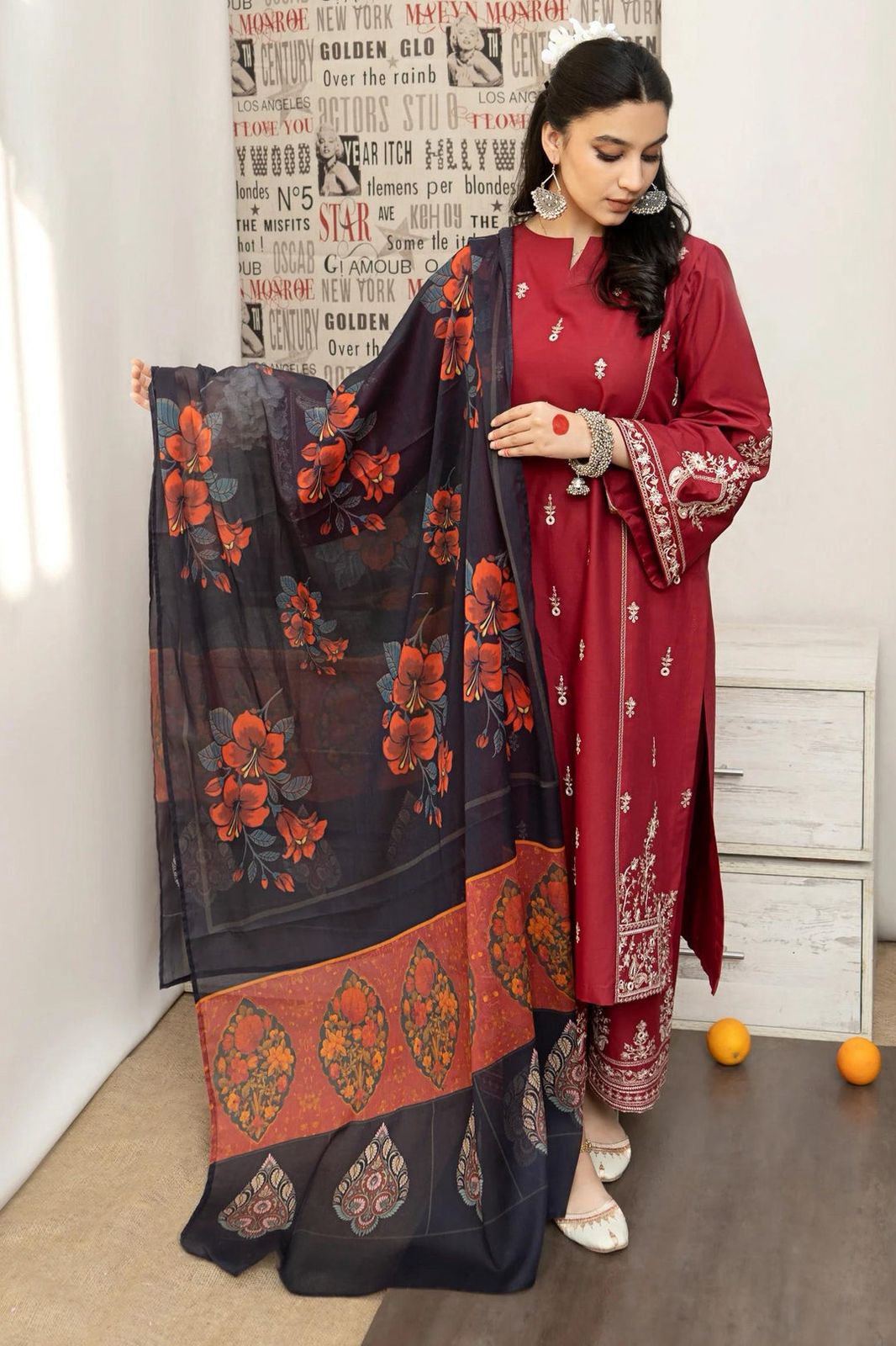 ASLING Dhanak Embroidered Unstitched 3Piece D-005