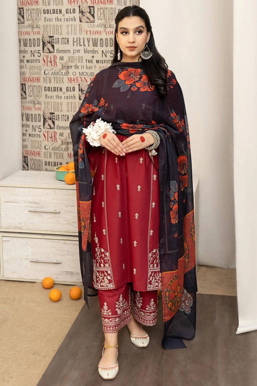 ASLING Dhanak Embroidered Unstitched 3Piece D-005
