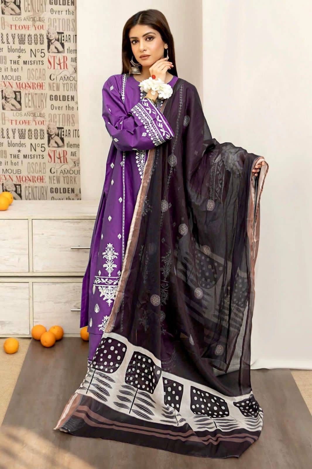ASLING Dhanak Embroidered Unstitched 3Piece D-009