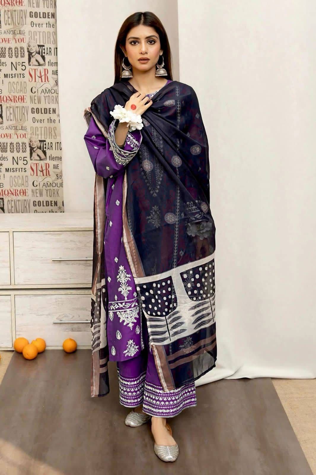 ASLING Dhanak Embroidered Unstitched 3Piece D-009
