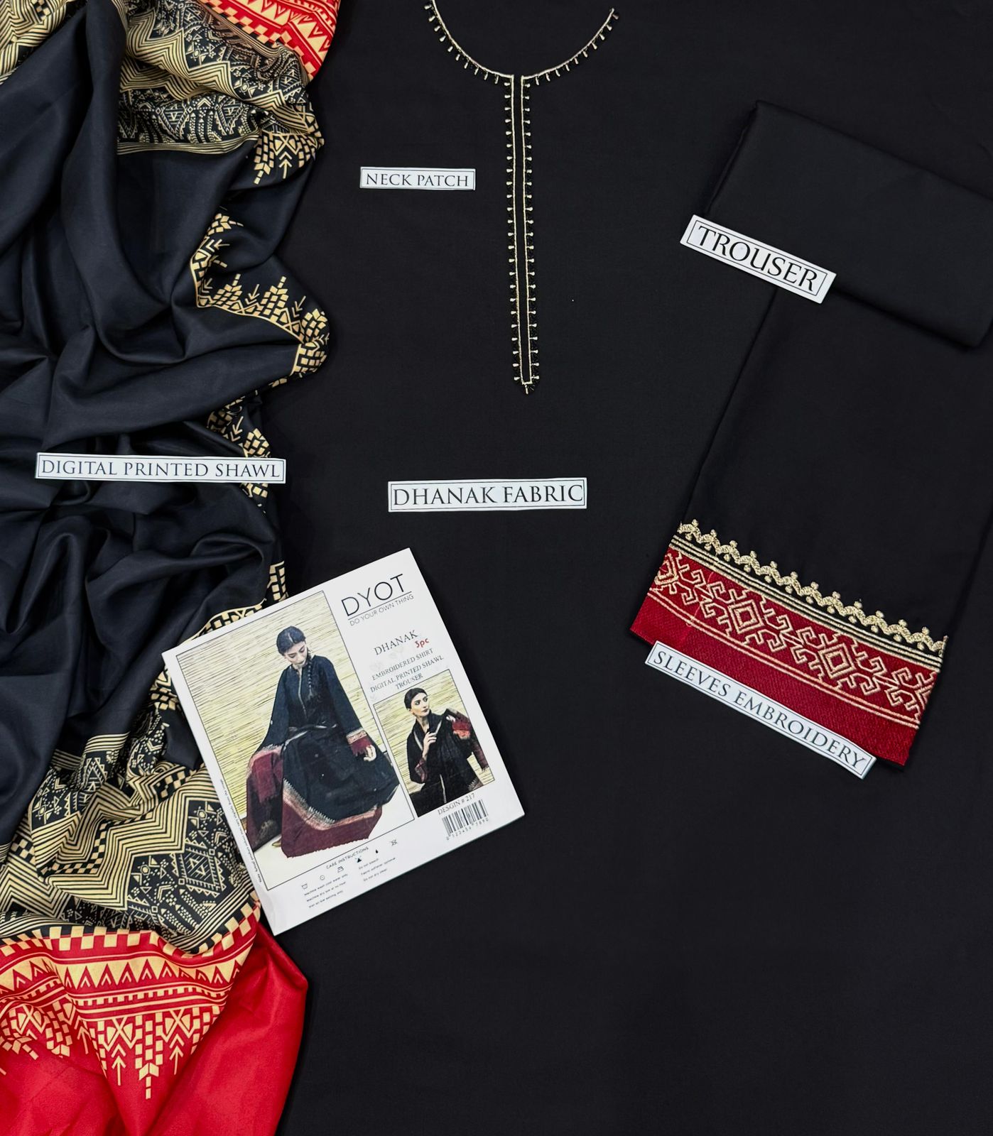 ASLING Dhanak Embroidered Unstitched 3Piece D-015