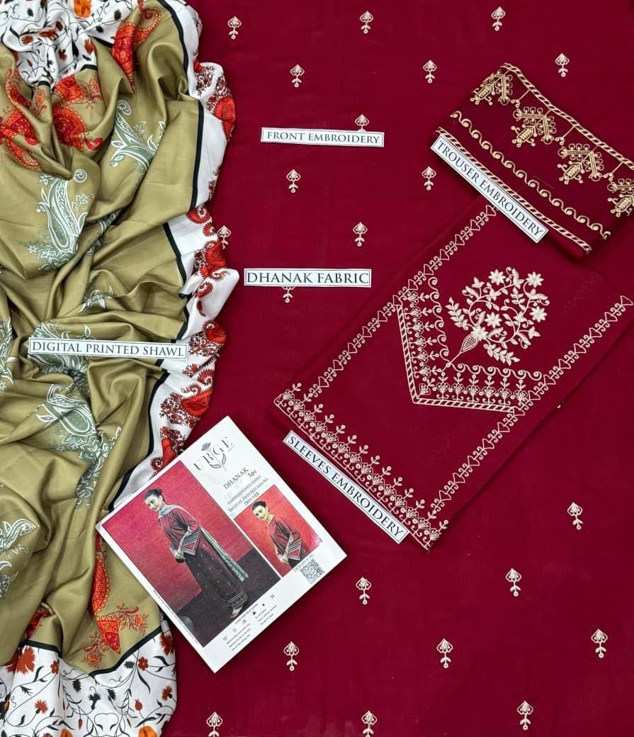 Dhanak Embroidered 3Piece D-002
