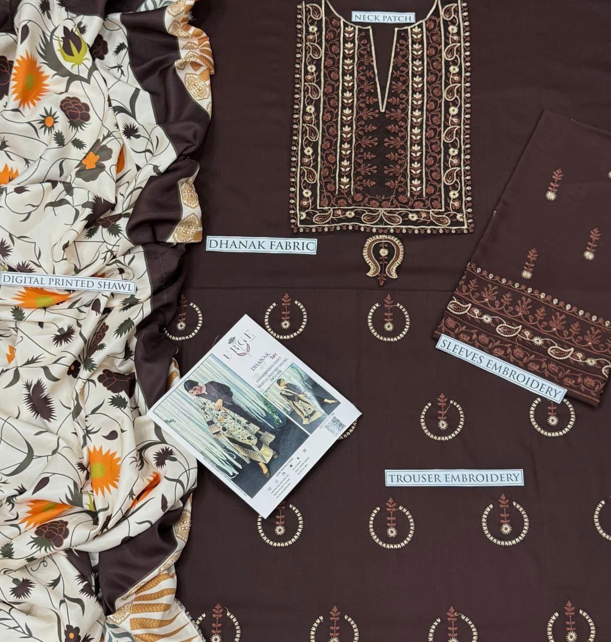 Dhanak Embroidered 3Piece D-003