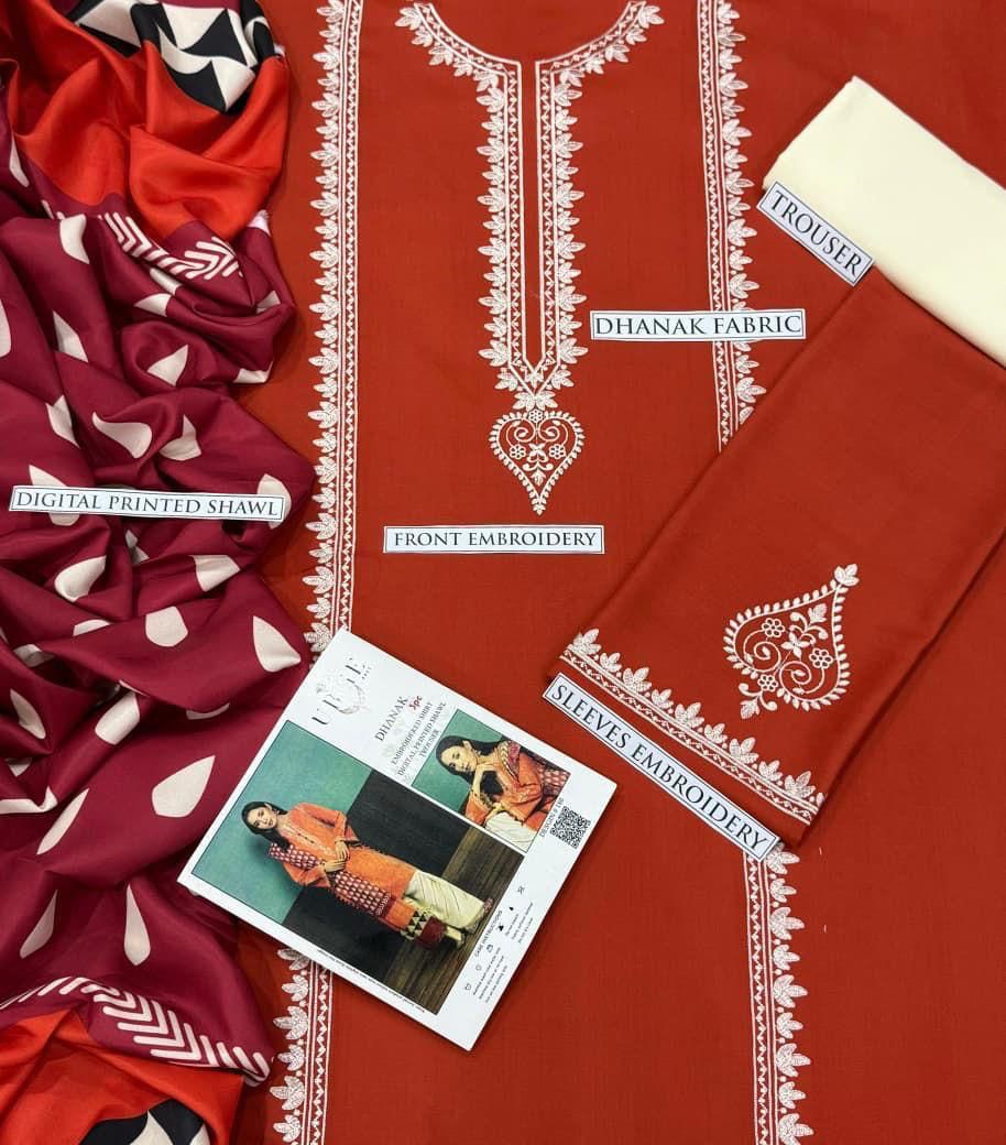 Dhanak Embroidered 3Piece D-005