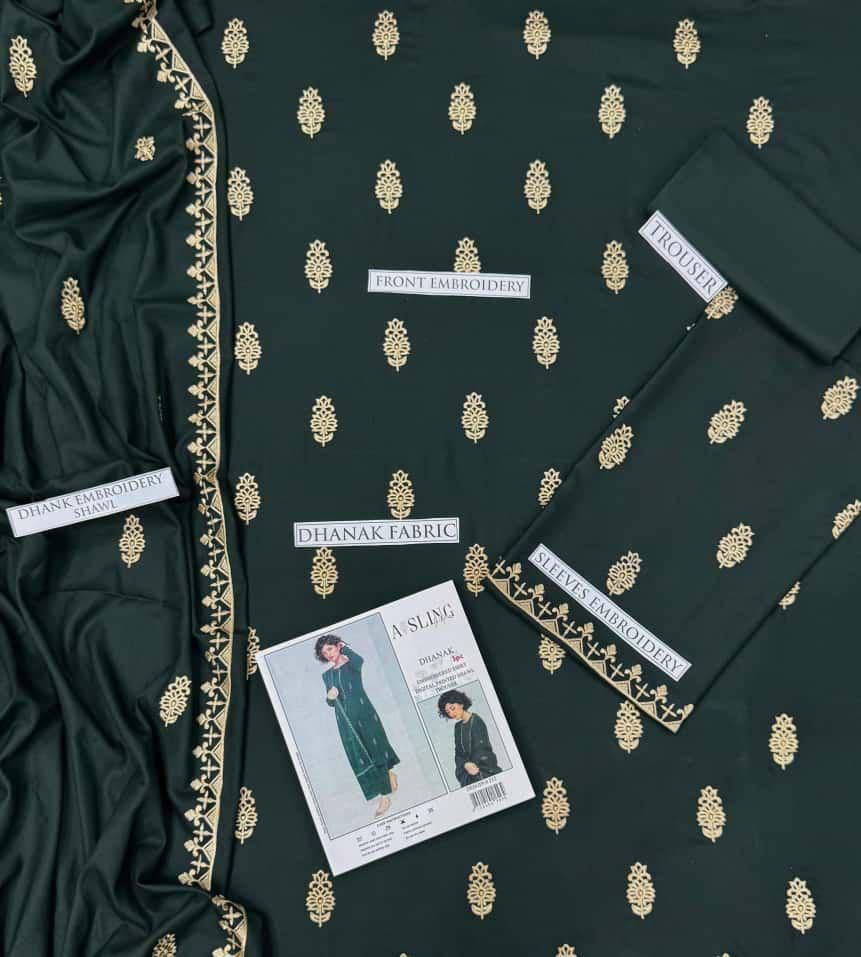 Dhanak Embroidered 3Piece D-013