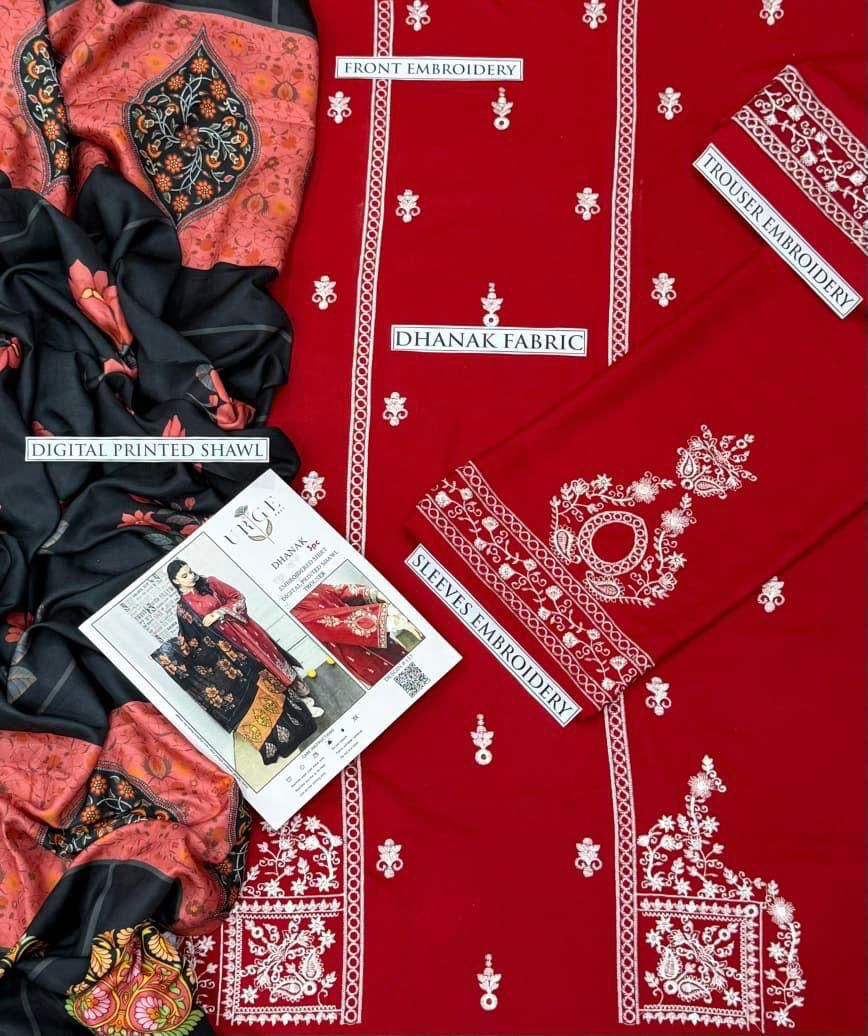 Dhanak Embroidered 3Piece D-018