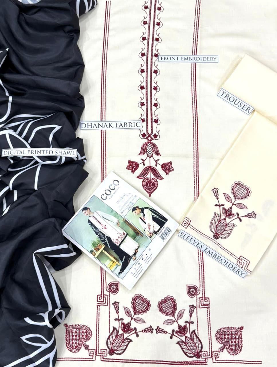 Dhanak Embroidered 3Piece D-026