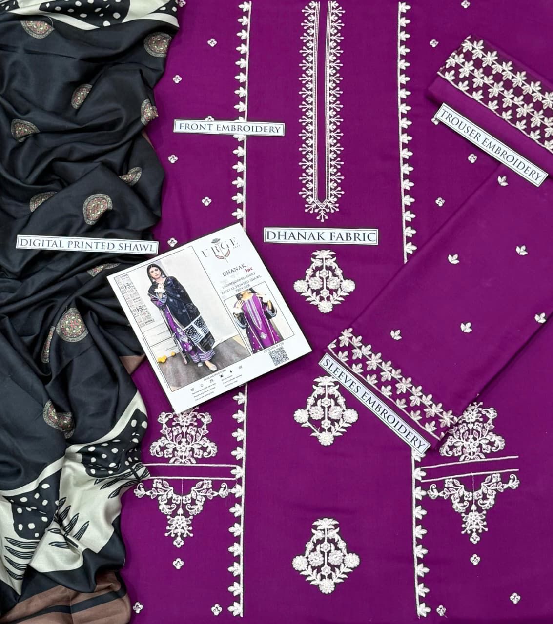 Dhanak Embroidered 3Piece D-032