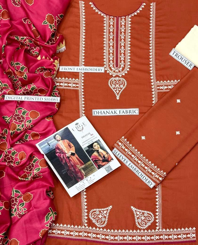 Dhanak Embroidered 3Piece D-038
