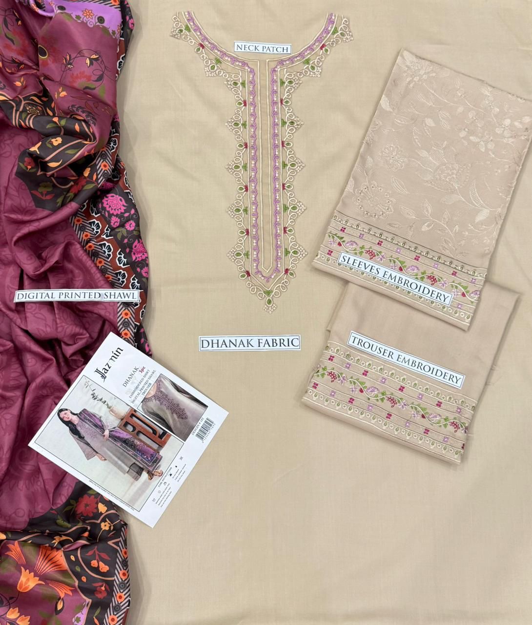 Dhanak Embroidered 3Piece D-041